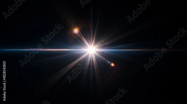 Fototapeta Heller Lens Flare Overlay mit strahlendem Lichteffekt auf dunklem Hintergrund