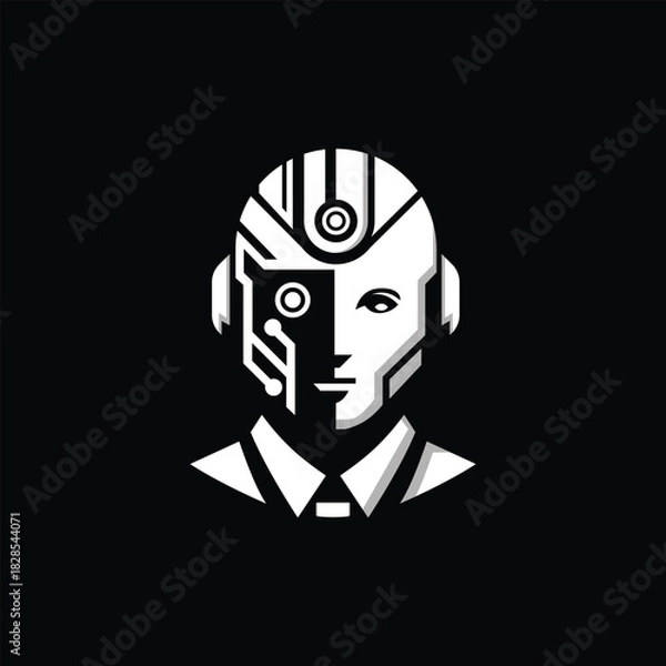 Fototapeta Robot Head Artificial Intelligence AI Logo Human technology digital