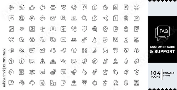 Fototapeta Pixel Perfect,Customer service Support, customer service thin line icons set.  line editable icon set. Containing customer satisfied, assistance, experience, feedback,icon set