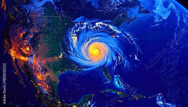 Fototapeta View of a storm from space / scientific observation