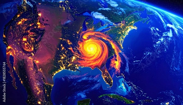 Fototapeta View of a storm from space / scientific observation