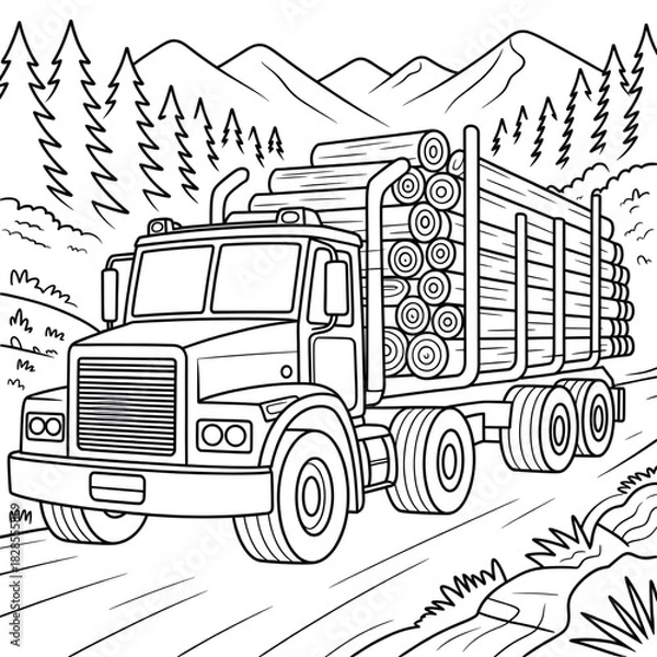 Obraz Logging druck coloring page