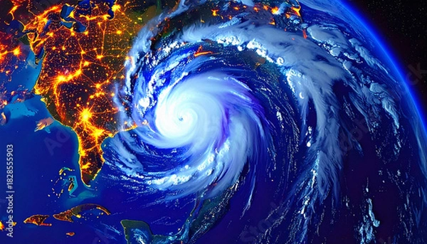 Fototapeta View of a storm from space / scientific observation