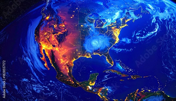 Fototapeta View of a storm from space / scientific observation