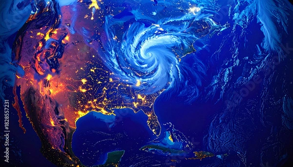 Fototapeta View of a storm from space / scientific observation