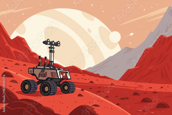 Fototapeta Vibrant Robotic Rover Exploring Alien Creative Visual
