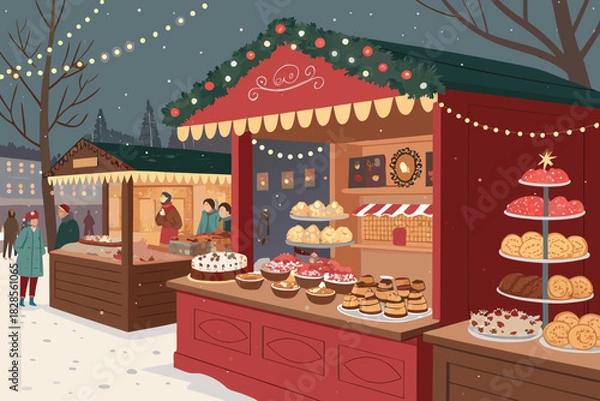 Obraz Scene Winter Pastries And Sweets Stand Professional Photo Suitable for Design