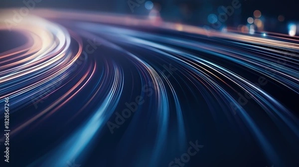 Obraz Abstract Light Trails Illustrating Project Management Concept, Faceless Business Professionals in Urban Environment, Bokeh City Lights