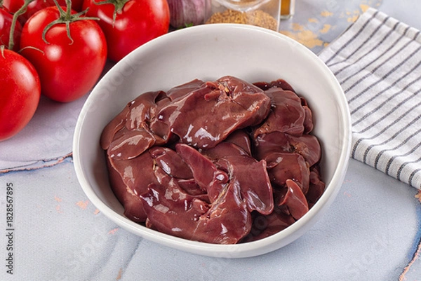 Obraz Raw chicken liver for cooking