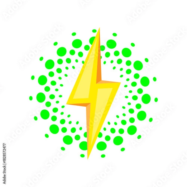 Fototapeta Green wireless charging icon Glowing symbols with lightning bolt