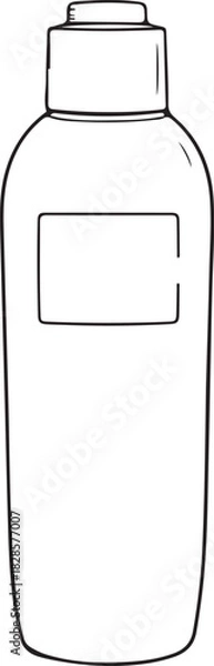 Obraz Body Lotion Cream Bottle Hand-drawn Sketch Drawing Vector Illustration, Line Linear Symbol Engraving Coloring Book, Black and White Isolated