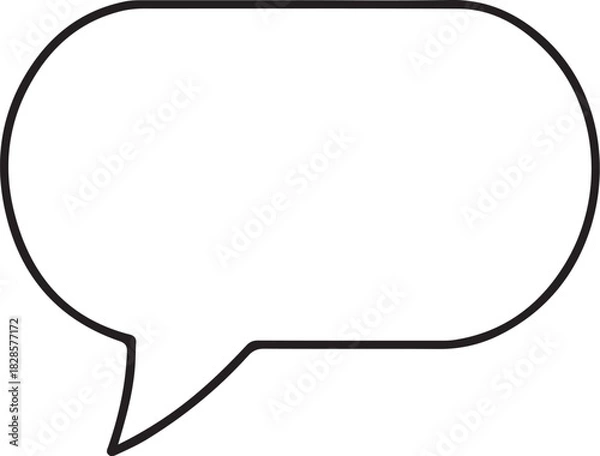 Obraz Oval Speech Bubble Talk Monologue Hand-drawn Sketch Drawing Vector Illustration, Line Linear Symbol Engraving Coloring Book, Black and White Isolated