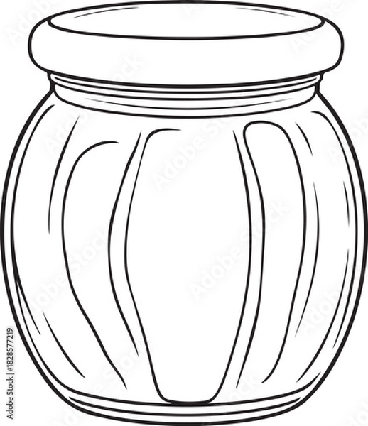 Obraz Jar, Jam Hand-drawn Sketch Drawing Vector Illustration, Line Linear Symbol Engraving Coloring Book, Black and White Isolated