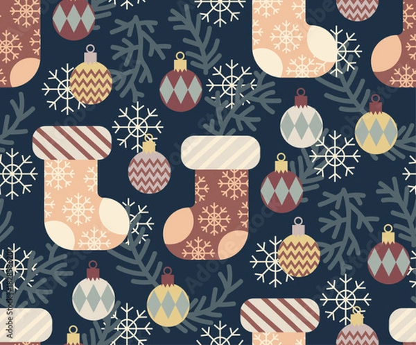 Obraz Christmas festive seamless vector pattern