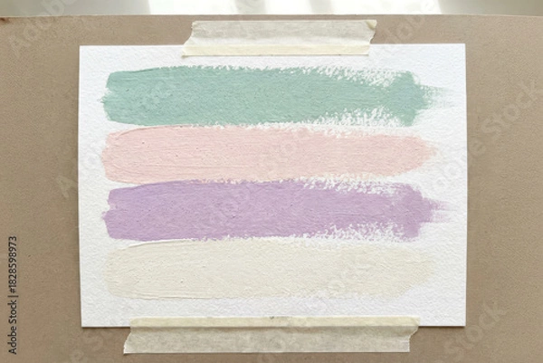 Fototapeta Pastel color palette on paper with natural light