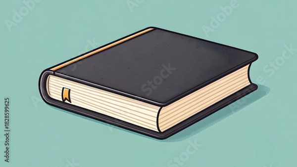 Fototapeta Closed black book illustration with simple minimal cover design
