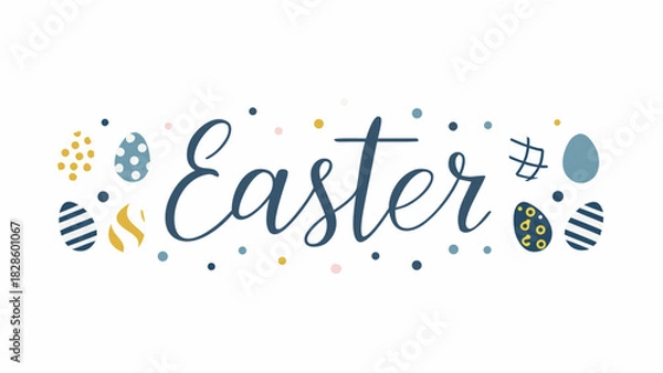 Fototapeta Festive easter greeting with charming decorated eggs and scattered confetti in a delightful color palette