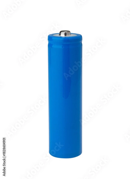 Fototapeta Blue rechargeable battery on a white background