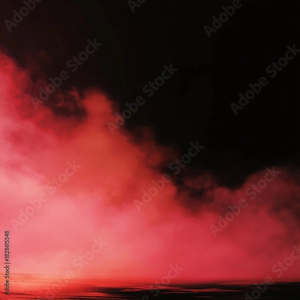 Obraz Red abstract composition featuring a vibrant crimson mist against a pure black background. The overall aesthetic is cinematic and atmospheric, emphasizing contrast and mood.