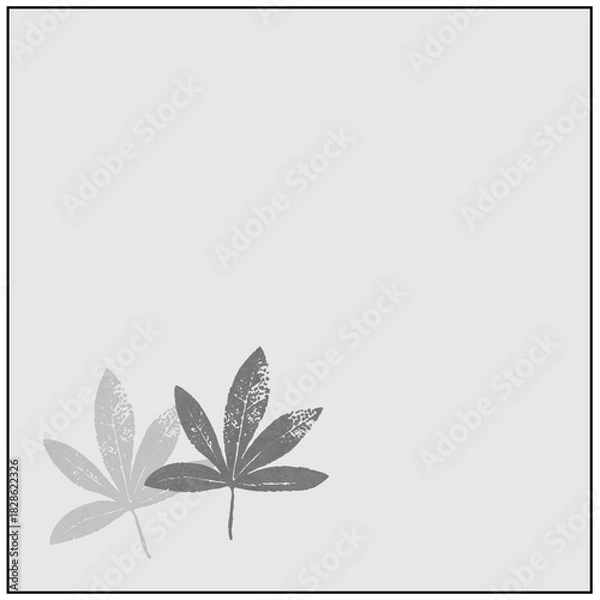 Fototapeta frame with grayscale leaves