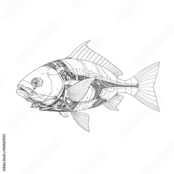 Obraz Cyborg Fish Future Design Very Cool