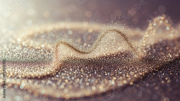 Fototapeta Stunning golden glitter dust swirling in a mesmerizing pattern, perfect for luxury branding and festive designs, adding a touch of elegance and magic