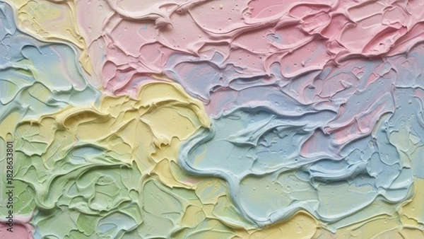 Fototapeta Stunning pastel paint texture with dreamy swirls and a vibrant, artistic feel perfect for backgrounds, creative projects, and modern design applications