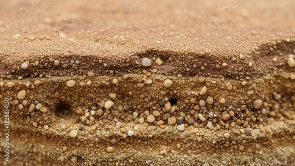 Fototapeta Stunning sandstone layers with intricate pebble patterns create a natural texture perfect for backgrounds, geology studies, and earthy designs