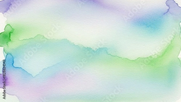 Fototapeta Dreamy watercolor wash background in soft hues of blue, green, and lavender, perfect for adding a gentle, artistic touch to your design project
