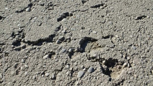 Fototapeta Close up of cracked dry soil, showing the effects of drought and erosion, perfect for environmental reports and agricultural studies highlighting land degradation