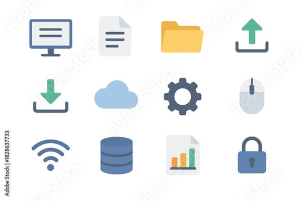 Obraz Icon folder upload database arrow mouse digital vector icons document file cloud