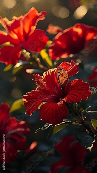 Fototapeta ดอกชบาสีแดง