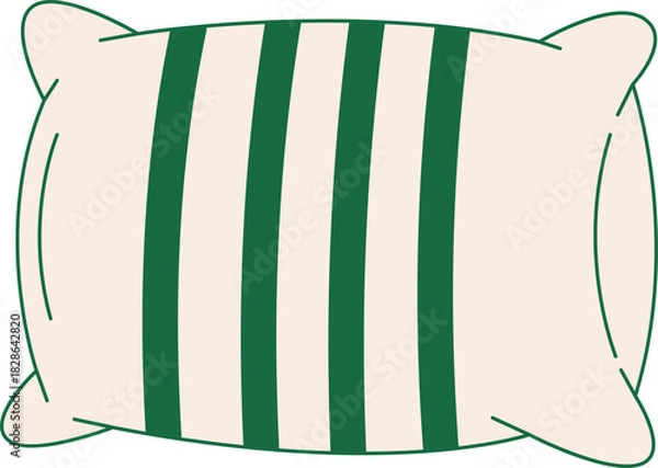 Fototapeta Decorative Pillow Vector Illustration Set: Home Interior, Fabric, Green Striped and Abstract Patterns for House Design, Hotel, and Cozy Sleep Comfort Graphics
