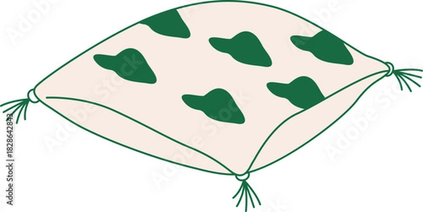 Fototapeta Decorative Pillow Vector Illustration Set: Home Interior, Fabric, Green Striped and Abstract Patterns for House Design, Hotel, and Cozy Sleep Comfort Graphics