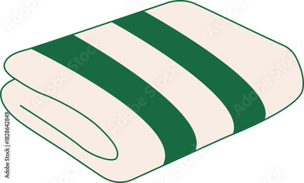 Fototapeta Decorative Pillow Vector Illustration Set: Home Interior, Fabric, Green Striped and Abstract Patterns for House Design, Hotel, and Cozy Sleep Comfort Graphics