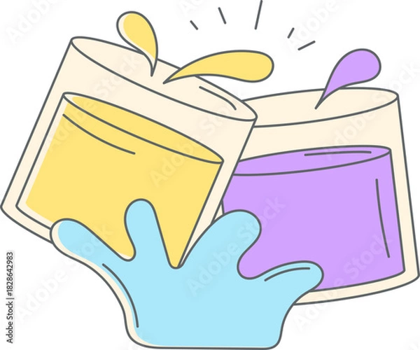 Fototapeta Healthy Lifestyle and Fresh Fruit Concept Vector Illustration Set: Diet, Immunity, Smoothies, Juice, and Food Prep Graphics