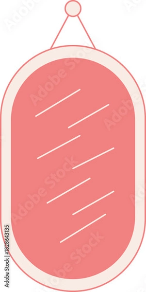 Fototapeta Elegant pink-toned hanging mirror illustration with sleek minimalist design elements