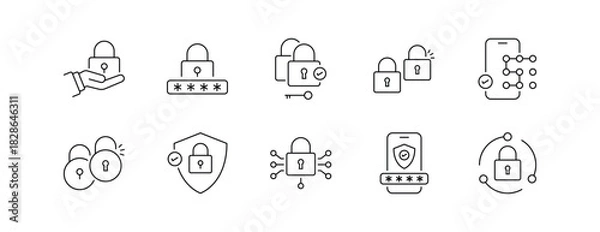 Obraz Lock Icon Set Line Style, Editable Stroke