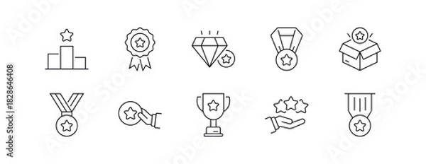 Obraz Reward Icon Set Line Style, Editable Stroke