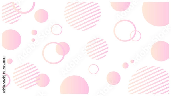 Obraz ポップな円のメンフィス背景 淡いピンク グラデーション