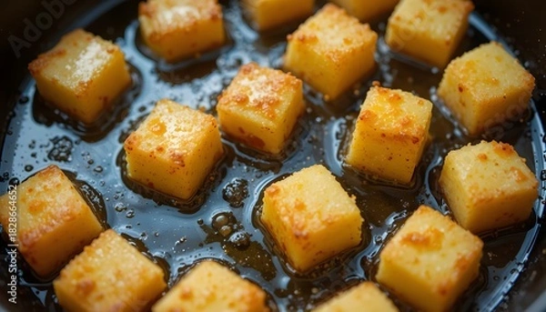 Obraz Fried Nabulsi Cheese in Olive Oil – Crispy Texture. nabulsi cheese