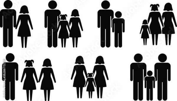 Fototapeta Collection of family icon pictograms representing diverse family structures