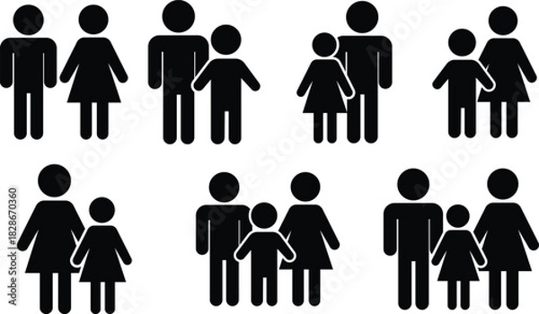 Fototapeta Family icons set representing different family structures