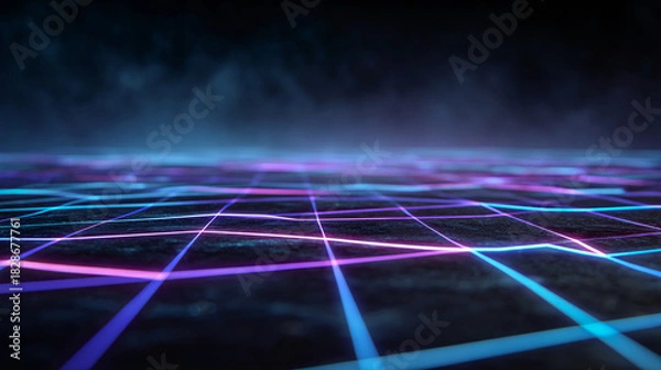 Obraz Futuristic Neural Network Grid Background
