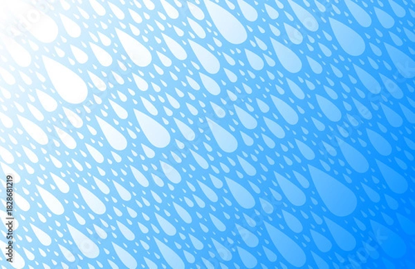 Fototapeta 青白背景にナチュラル爽やかな滴るシャワーの雫テクスチャー