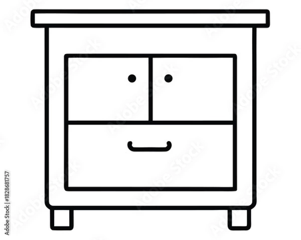 Obraz Minimalist Black and White Cabinet Illustration with Drawers for Storage Solutions in Home Decor