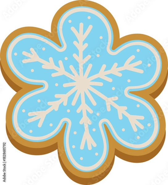 Fototapeta Illustration of a Snowflake Gingerbread Cookie