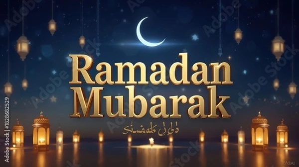 Obraz Ramadan Mubarak Text Illustration Background