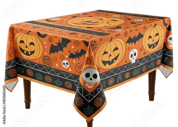 Fototapeta halloween-tablecloth- on a isolated transparent background	