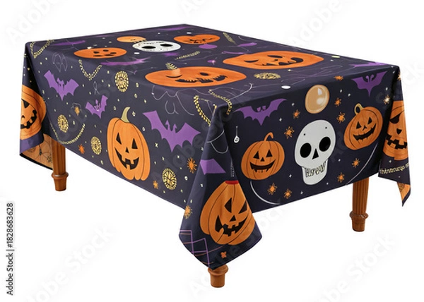 Fototapeta halloween-tablecloth on a isolated transparent background	
